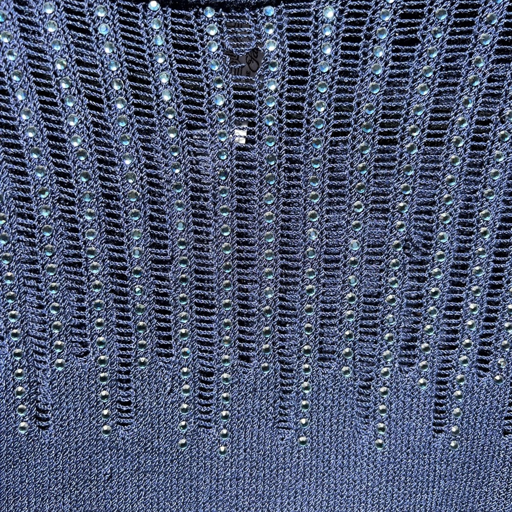 Vintage St. John for Saks embellished knit sweater Dress Navy Women's Sz 8 USA - Picture 4 of 15